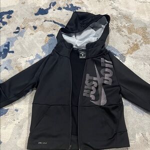 Nike Black Hooded Zip-Up Jacket with Grey Logo